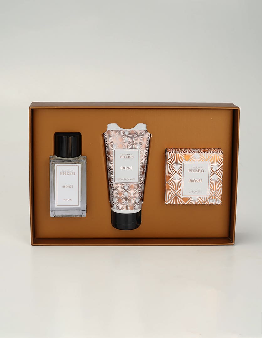 Kit Perfume + creme mãos + sabonete em barra Bronze - Imagem 2